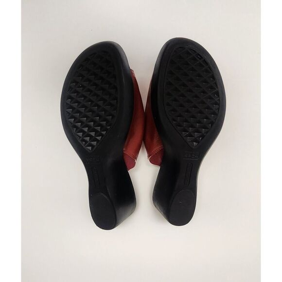 Aerosoles Women's Faux Leather Wedge Sandals Slip On Slides Red Leather Size 10W - Picture 5 of 11